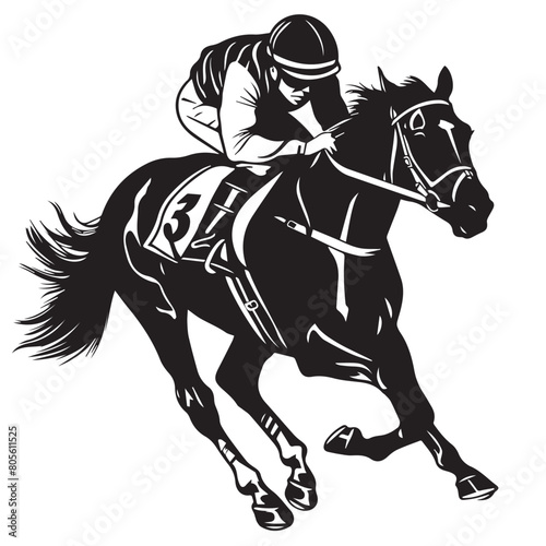 Horse and jockey in cartoon, doodle style. Image for t-shirt, web, mobile apps and ui. Isolated 2d vector illustration in logo, icon, sketch style, Eps 10. AI Generative