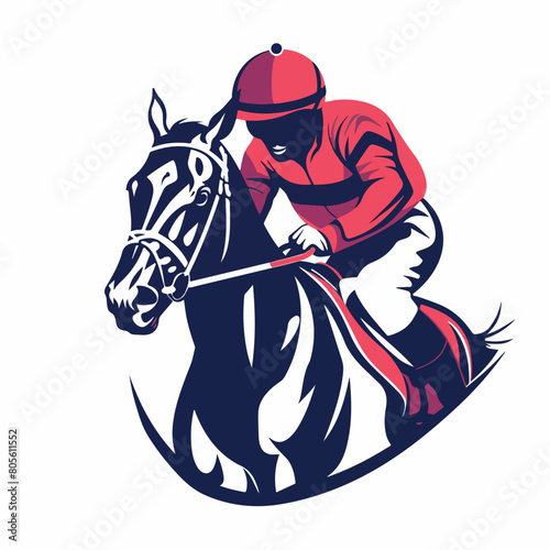 Horse and jockey in cartoon, doodle style. Image for t-shirt, web, mobile apps and ui. Isolated 2d vector illustration in logo, icon, sketch style, Eps 10. AI Generative