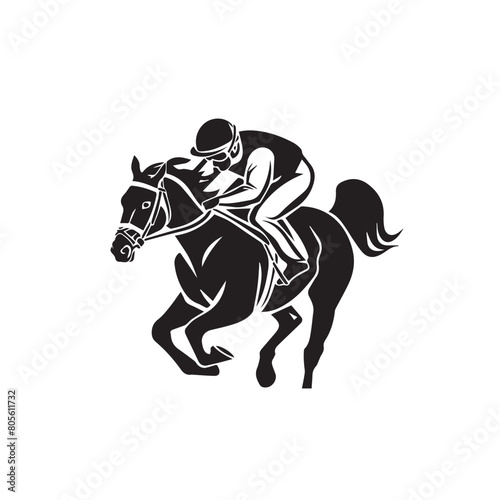 Horse and jockey in cartoon, doodle style. Image for t-shirt, web, mobile apps and ui. Isolated 2d vector illustration in logo, icon, sketch style, Eps 10. AI Generative © Anton