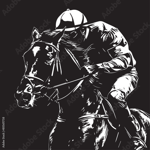 Horse and jockey in cartoon, doodle style. Image for t-shirt, web, mobile apps and ui. Isolated 2d vector illustration in logo, icon, sketch style, Eps 10. AI Generative