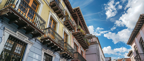 Quito's Old Town features charming Ecuadorian colonial buildings with intricate architecture and vibrant colors.