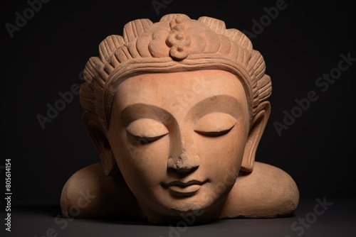 Serene buddha head sculpture