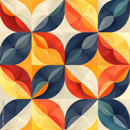 Simple geometric seamless tile patterns in beautiful bright colors, repeating pattern