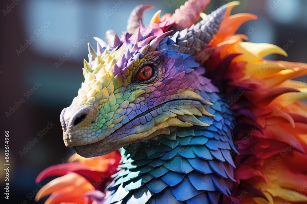 Colorful dragon head close-up