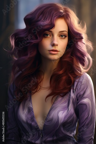 Vibrant woman with colorful wavy hair