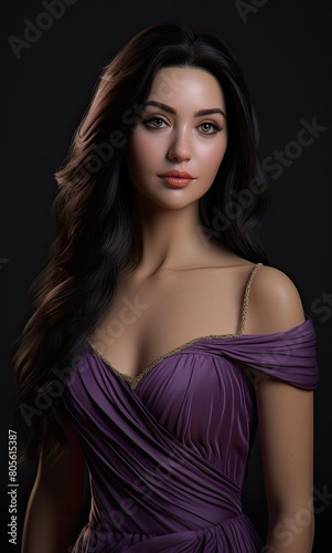 Glamorous woman in purple dress