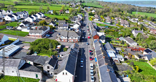 Aerial view of Ballycarry Village County Antrim Northern Ireland photo