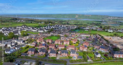 Aerial view of Residential homes in Ballycarry Village County Antrim Northern Ireland