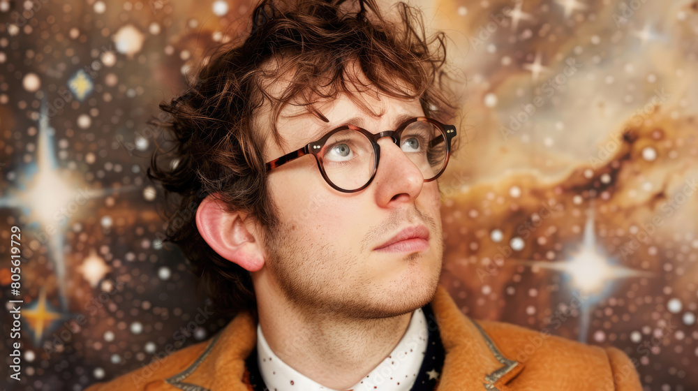 Astrophysicist portrait. Male professor studying space and science Astrophysicist portrait. Male professor studying space and science