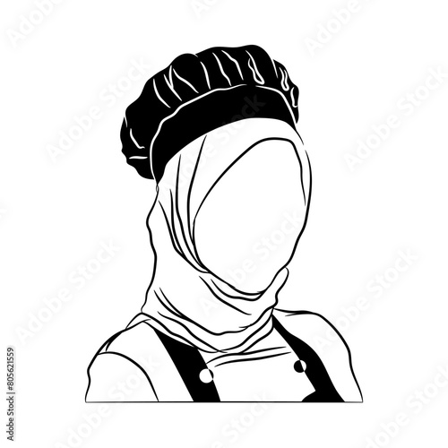 Chef with hijab muslim woman vector illustration