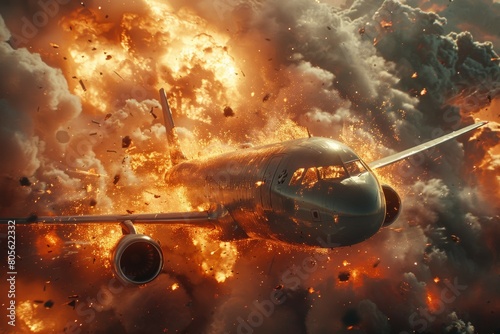 Airplane crash. Background with selective focus and copy space