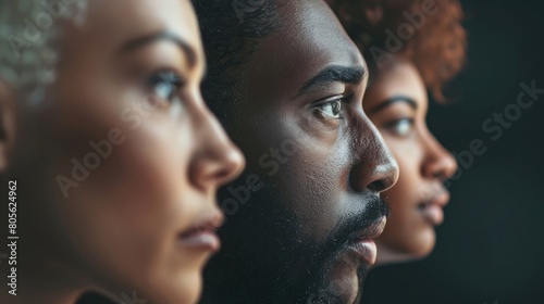 Diverse unity: a row of diverse profiles representing multiculturalism