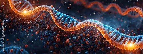  DNA gene background science helix cell genetic medical biotechnology biology bio. Technology gene DNA abstract molecule medicine blue 3D background research digital futuristic human concept health  #805625340