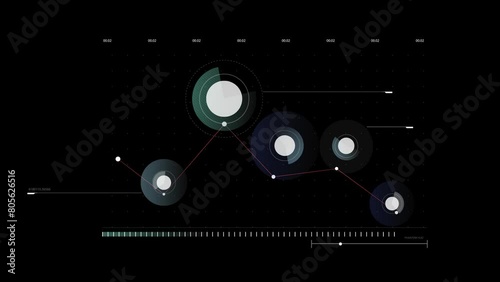 Circle HUD infographic of financial. Business charts and data numbers, Information reports of business strategy for investment. Technology data