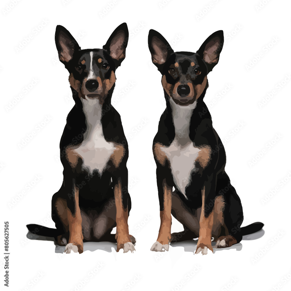 Silhouette of multiple dogs on a white background siting Silhouette of multiple dogs on a white background siting