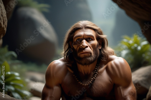 Neanderthal men portrait.