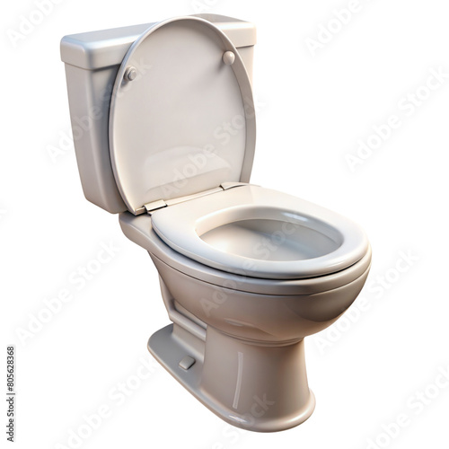 Modern White Ceramic Toilet With Open Lid Isolated on Transparent Background