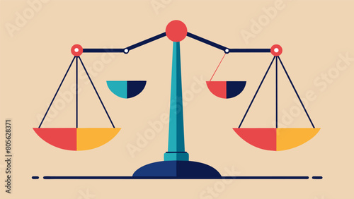 A set of scales with an uneven balance depicting the idea of accepting and coping with lifes unpredictable nature.. Vector illustration