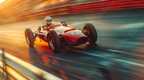 Vintage Race Car on Track