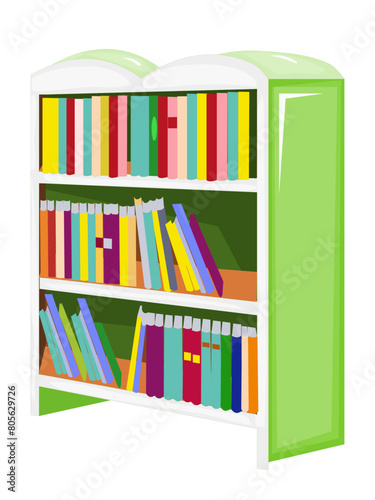 Hand drawn bookcase with books.bookshelf with books