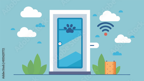 Forget about unwanted pests or critters coming in through your pet door – with weather sensing technology it will stay closed to any outdoor. Vector illustration