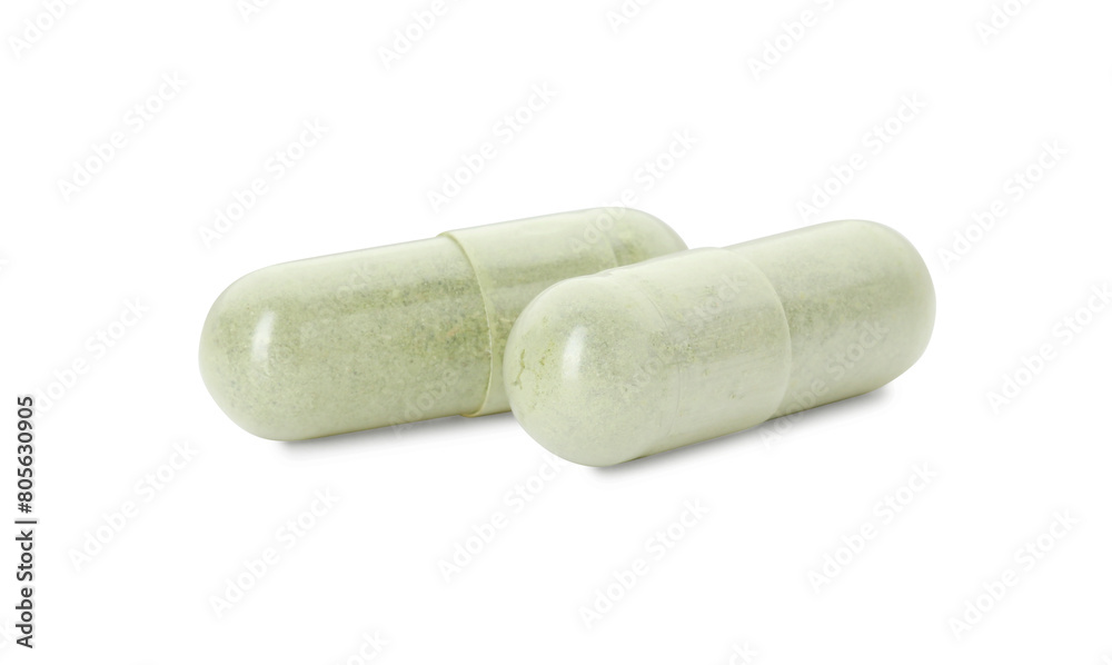 Vitamin capsules isolated on white. Health supplement Vitamin capsules isolated on white. Health supplement