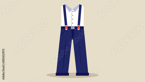 A pair of highwaisted navy blue trousers with suspenders ideal for a 1920s gangster or jazz musician.. Vector illustration