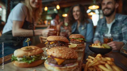 Juicy burgers at the bar. A meeting place for friends to chat