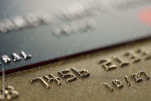 Two credit cards as background, macro view