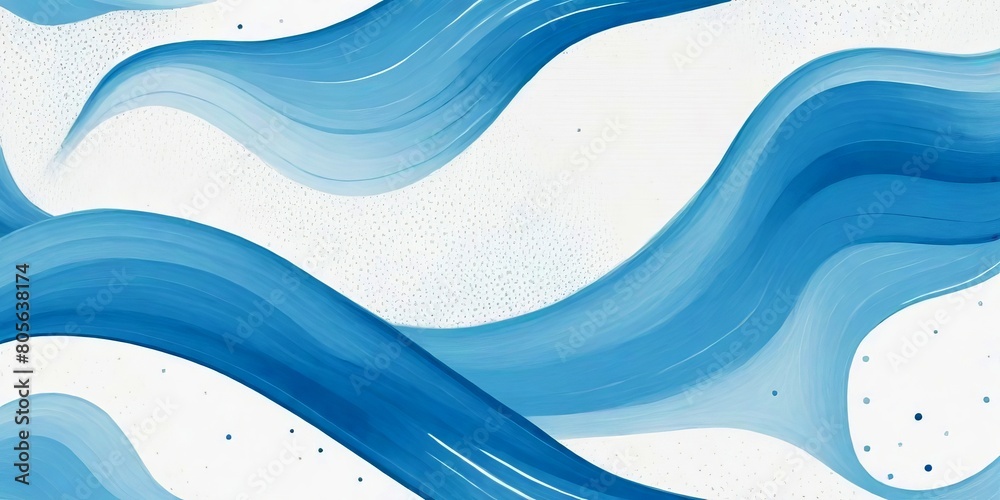 Abstract pattern with dots of blue and light blue water colors. with drawn flowing organic shapes, graphic design, print, poster, interior, wrapping paper
