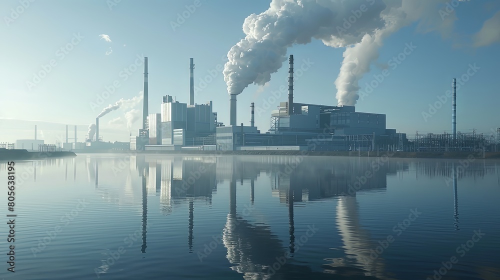 Coal Power Plant: Industrial facility burning coal to generate electricity for power grids