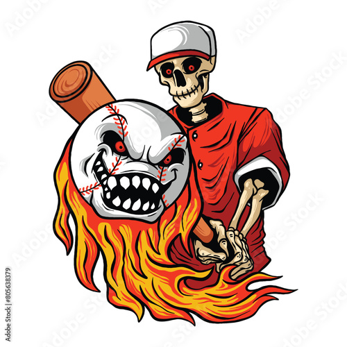 human skeleton playing baseball