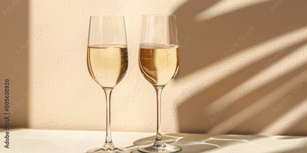 Sparkling White Wine on Sunny Day Sparkling White Wine on Sunny Day