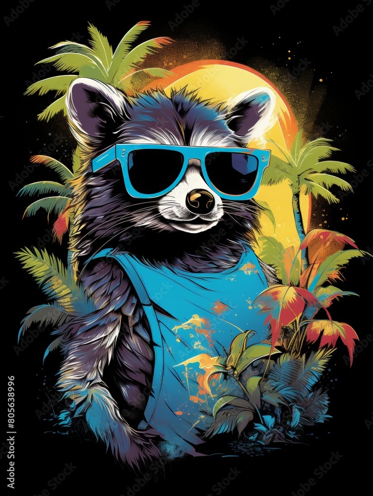 Raccoon Embracing the Sunglass Trend with Flair