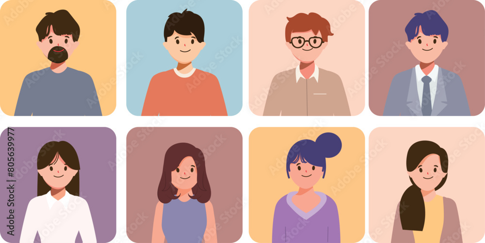 Character portrait of business people group. Flat cartoon vector character design. Character portrait of business people group. Flat cartoon vector character design.