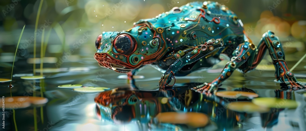 An amphibianlike robot with a sleek An amphibianlike robot with a sleek