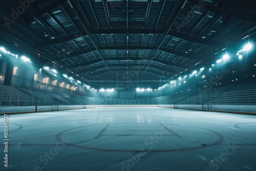 Hockey ice rink sport arena empty field - stadium - generative ai © Nia™
