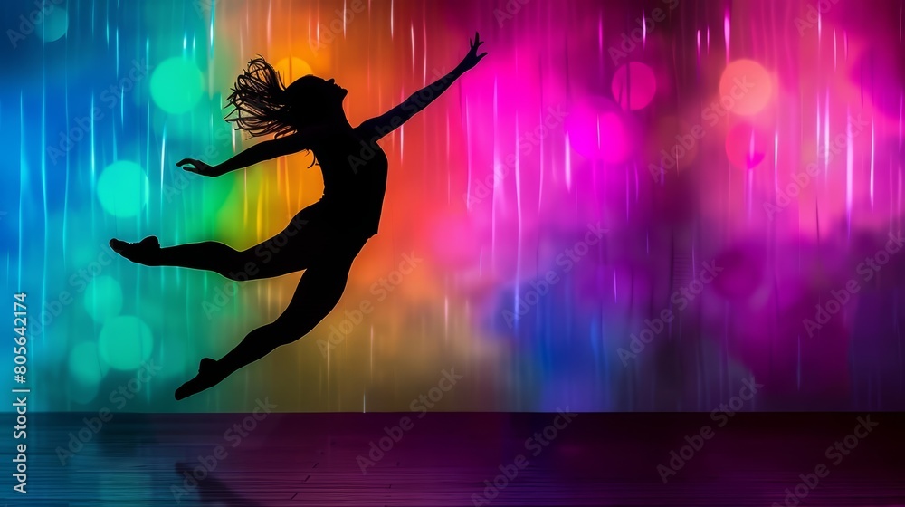 Silhouette of a dancer leaping gracefully