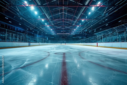 Hockey ice rink sport arena empty field - stadium - generative ai