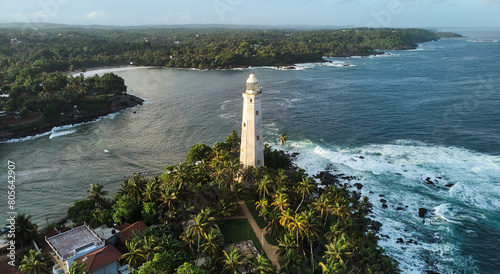 Aerial view of Dondra Lighthouse in Sri Lanka. High quality photo