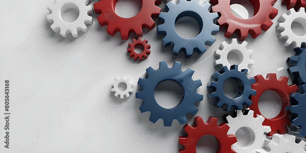 Gears red blue and white colors of the flag of the United States of America Gears red blue and white colors of the flag of the United States of America