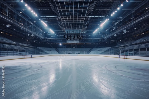 Hockey ice rink sport arena empty field - stadium - generative ai
