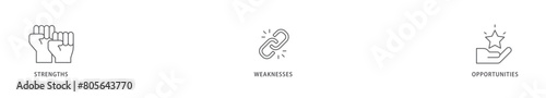 SWOT icon packs for your design digital and printing of value, goal, break chain, low battery, growth, check, minus, and crisis icon live stroke and easy to edit 