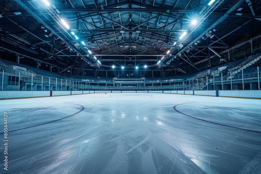 Hockey ice rink sport arena empty field - stadium - generative ai Hockey ice rink sport arena empty field - stadium - generative ai
