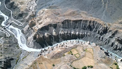 Spiti Valley, Himalayas from drone, aerial view