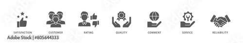 Feedback icon packs for your design digital and printing of satisfaction, customer, rating, quality, comment, service and reliability icon live stroke and easy to edit 