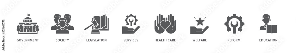 Social policy icon packs for your design digital and printing of education, reform, services, welfare, health care ,legislation, society, government icon live stroke and easy to edit Social policy icon packs for your design digital and printing of education, reform, services, welfare, health care ,legislation, society, government icon live stroke and easy to edit