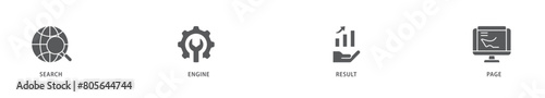 SERP icon packs for your design digital and printing of web search, computer, search engine, mobile search, page result, and statistics graph icon live stroke and easy to edit 