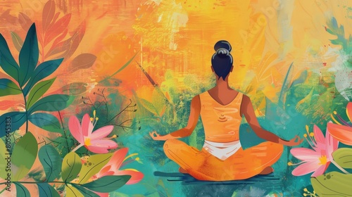 Illustration international Yoga Day, a woman doing yoga, Yoga day celebration. Ai is generated