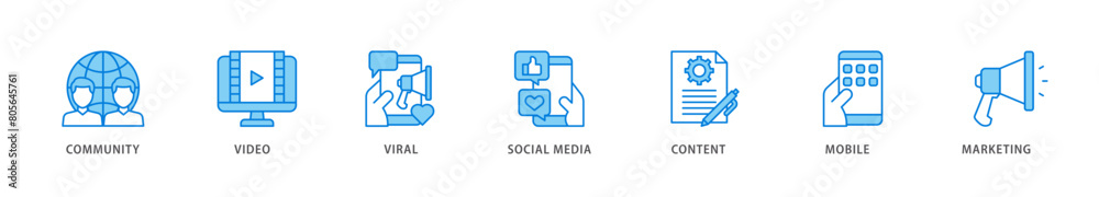SMM icon packs for your design digital and printing of community, video, viral, social media, content, mobile and marketing icon live stroke and easy to edit SMM icon packs for your design digital and printing of community, video, viral, social media, content, mobile and marketing icon live stroke and easy to edit
